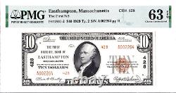 $10 1929 T2 National EASTHAMPTON Massachusetts MA PMG 63 EPQ Choice Uncirculated