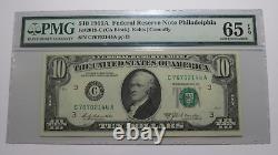 $10 1969-A Federal Reserve Bank Note Bill PMG Graded Gem Uncirculated 65EPQ