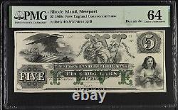1860's $5 Rhode Island New England Commercial Bank PMG 64 Choice Uncirculated