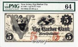 1861 $5 New Jersey Egg Harbor Bank PMG 64 Choice Uncirculated- WOW GORGEOUS
