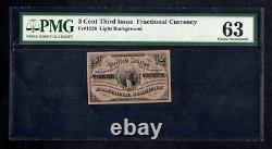 1862-1863 FR1226 3c US FRACTIONAL CURRENCY Graded PMG63 Choice Unc