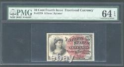 1869-75 10 Cents Fractional Currency Fr1259 Certified Pmg Choice Uncirculated-64