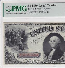 1880 $1 Legal Tender FR-30 Large Brown Seal PMG 63 Choice Uncirculated Wow