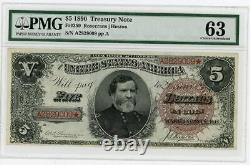 1890 $5 Treasury Note Fr# 359 PMG Choice UNC 63 Rosecrans / Huston