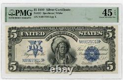 1899 $5 Silver Certificate Fr# 281 PMG 45 EPQ Speelman / White
