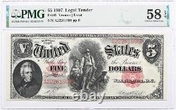 1907 $5 PMG 58 EPQ Legal Tender Fr#83 Vernon Treat Choice About Unc Note