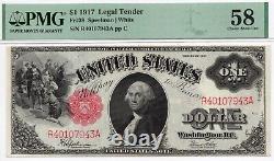 1917 $1 US Legal Tender Sawhorse Fr. 39 Note PMG AU58! Lovely Choice AU! PQ+