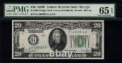 1928B $20 Federal Reserve Note Chicago FR. 2052-G Graded PMG 65 EPQ