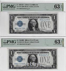 1928D $1 Silver Certificate PMG 63 EPQ Fr1604 (H-B block) Choice Uncirculated
