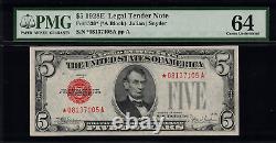 1928E $5 Legal Tender FR-1530 STAR NOTE Graded PMG 64 Choice Uncirculated