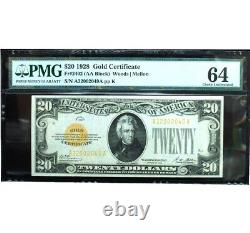 1928 $20 Gold Certificate PMG 64 Choice Uncirculated! Gorgeous Bill