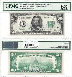 1928 $50 Dallas District FRN Fr 2100-K PMG Choice About Uncirculated-58
