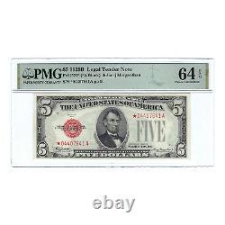 1928-B $5 Small Size Legal Tender Star Note, Julian-Morgenthau PMG 64 Choice Unc