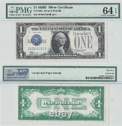1928-D $1 Silver Certificate Funny Back Fr 1604 PMG Choice Uncirculated-64 EPQ