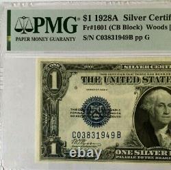 1928a $1 Pmg63 Epq Choice Uncirculated Silver Certificate (cb Block) 3851