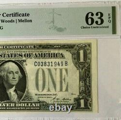 1928a $1 Pmg63 Epq Choice Uncirculated Silver Certificate (cb Block) 3851