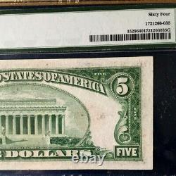 1928d $5 Pmg64 Choice Uncirculated Legal Tender Note Julian/vinson Red Seal & Sn