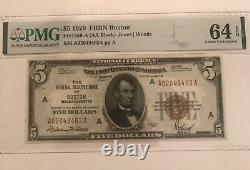 1929 $5 Federal reserve note, Boston district, choice uncirculated PMG 64 EPQ
