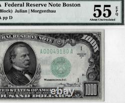 1934A $1000 Federal Reserve note- (Boston) fr. 2212-A -PMG CHOICE AU55 EPQ