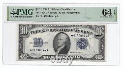 1934A $10 STAR? SILVER CERTIFICATE. PMG Choice Uncirculated 64 EPQ Banknote