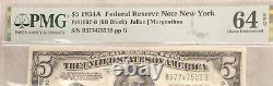 1934A $5 FRN New York PMG 64 EPQ CHOICE UNCIRCULATED (553)