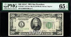 1934C $20 San Francisco New Back Federal Reserve Note FRN PMG 65EPQ Fr. 2057-Lnb