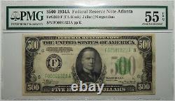 1934a Pmg Choice Au 55 Epq $500 Federal Reserve Banknote Atlanta Lm-3