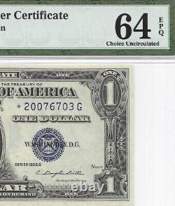 1935G $1 STAR? SILVER CERTIFICATE. PMG Choice Uncirculated 64 EPQ Banknote