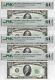 1950a $10 Chicago Frns. 4 Consecutive, Pmg Choice Uncirculated 64 Epq Banknotes