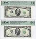 1950 $10 Atlanta Frns. 2 Consecutive & Pmg Choice Uncirculated 64 Epq. Wide