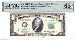 1950-E $10 FRN Chicago Wide PMG Gem Uncirculated 65EPQ #G75947747H