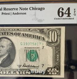 1950b $10 Fed Reserve Star Note Bank Of Chicago Pmg 64epq Choice Unc 9134