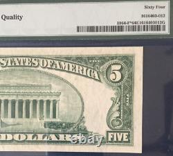 1950c $5 Pmg64 Epq Choice Uncirculated Federal Reserve Star Note Atlanta 9166