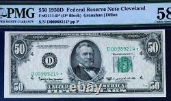 1950d $50 Pmg58 Epq Choice About Unc Federal Reserve Note Star Cleveland 3907