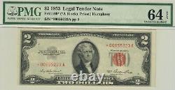 1953 STAR $2 Legal Tender Note Fr 1509 Choice PMG 64 EPQ 00655223A