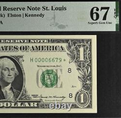 1969 $1 FRN St. Louis PMG 67EPQ Top Pop finest low serial number star 00006679