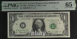 1974 $1 Federal Reserve Note PMG 65EPQ Gem birthday low serial number 00000901