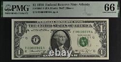 1974 $1 Federal Reserve Note PMG 66EPQ fancy low serial number 00000939