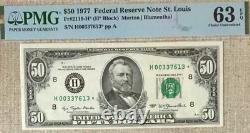 1977 $50 Fed Res Star Note, Bank Of St. Louis, Pmg63 Epq Choice Unc 9435