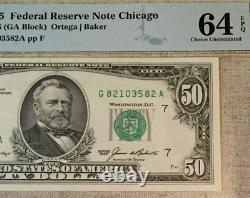 1985 $50 Federal Reserve Note Chicago Pmg64 Epq Choice Uncirculated 9208