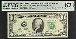 1988A $10 Federal Reserve Note PMG 67EPQ 2nd finest star radar serial 00044000