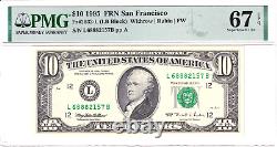 1995 $10 FRN San Francisco PMG Superb Gem Uncirculated 67EPQ #L68882157B