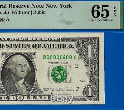1995 $1 Federal Reserve Note PMG 65EPQ collectors choice low serial number 600