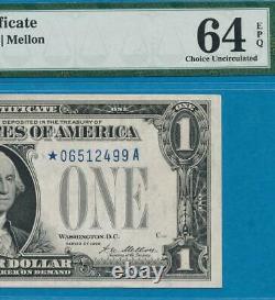 $1.00 1928 Star Funny Back Blue Seal Silver Certificate Pmg Choice New 64epq