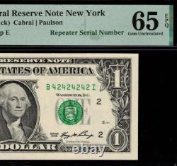 2006 $1 Federal Reserve Note PMG 65EPQ birthday fancy super repeater 42424242