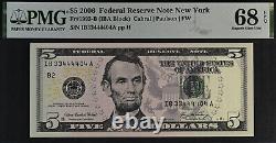 2006 $5 Federal Reserve Note PMG 68EPQ Top Pop Fancy Serial Number 33444404