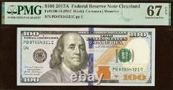 2017A $100 Federal Reserve Note PMG 67EPQ partial descending Ladder 07654321