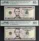 2017a $5 Federal Reserve Note Pmg 65epq Wanted Rare Fancy Serial Rollover Pair