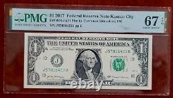 2017 $1 Bill Note 67 Epq Pmg Fancy Serial Number Broken Ladder 0-7