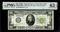 $20 1928B Federal Reserve Note New York Fr#2052-B PMG 63 EPQ Choice Uncirculated